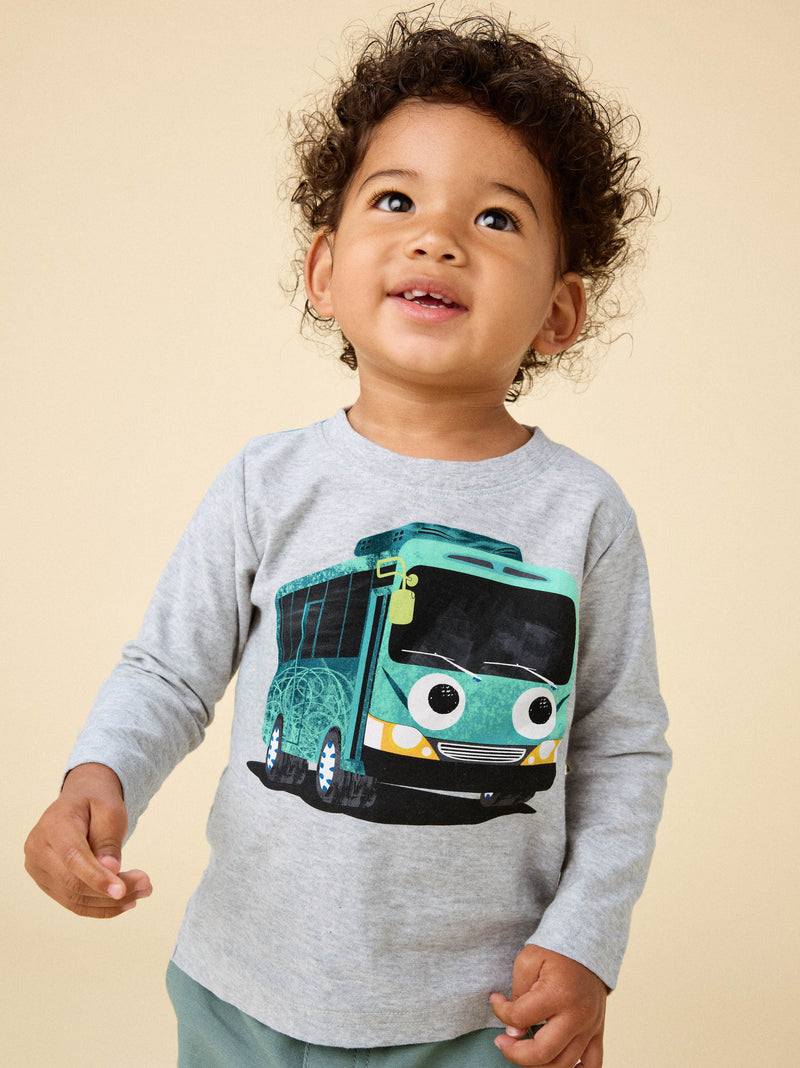 Korean Bus Graphic Tee in Med Heather Grey - View 2