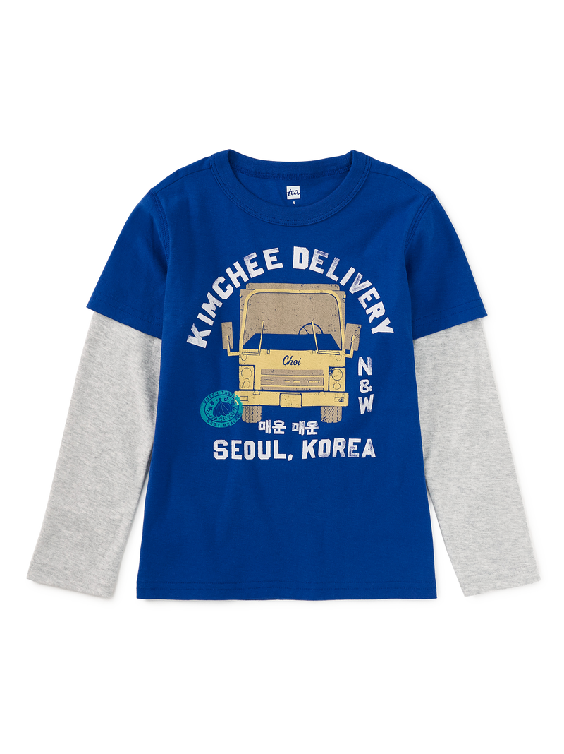 Kimchee Delivery Layered Tee in Galactic Blue - View 1