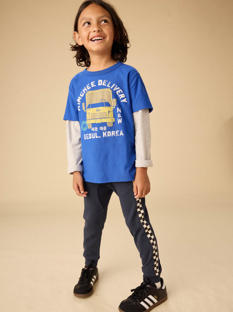 Kimchee Delivery Layered Tee in Galactic Blue - View 2