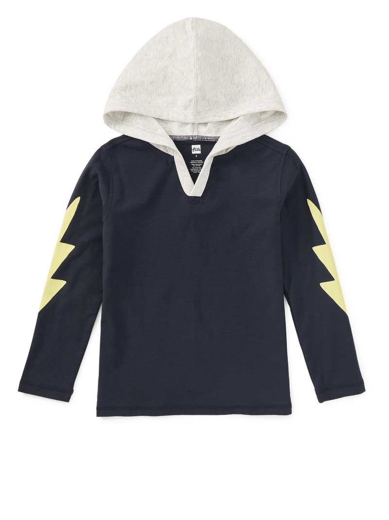 Bolt Sleeves Happy Hoodie in Indigo - View 1