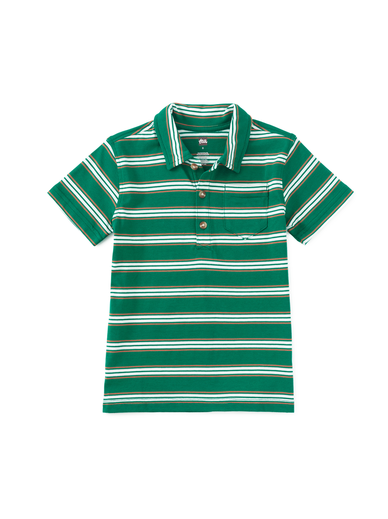 Striped Polo in Viridian - View 1