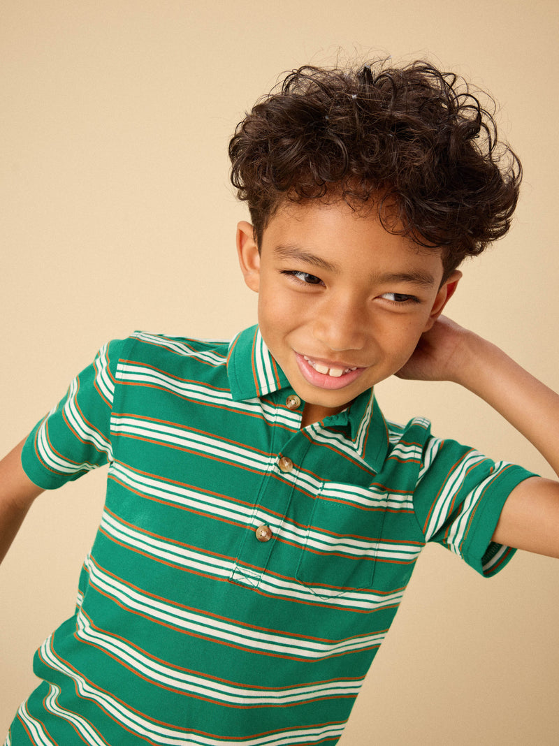 Striped Polo in Viridian - View 2