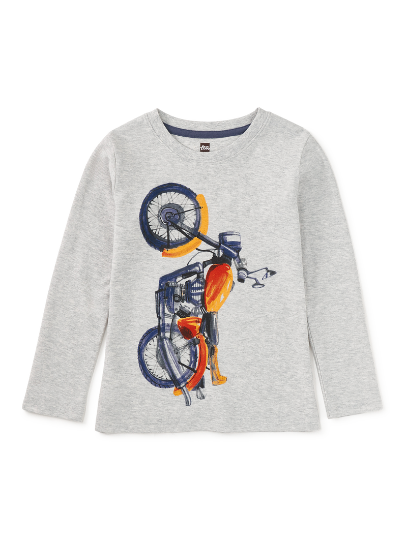 Motor Bike Graphic Tee in Light Grey Heather - View 1