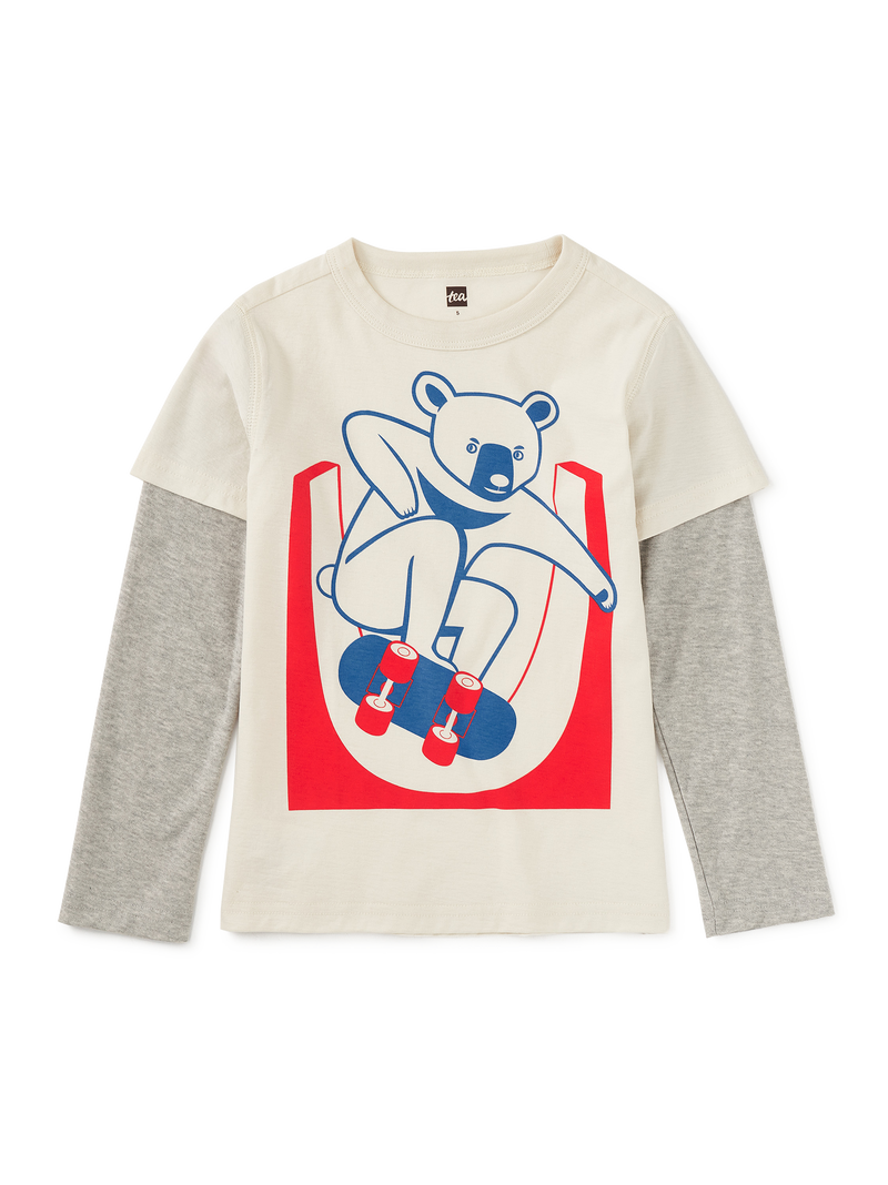 Skater Moon Bear Layered Tee in Birch - View 1