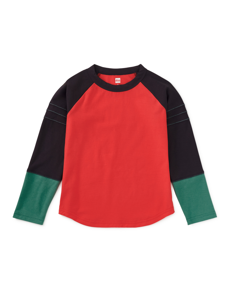 Explorer Colorblock Raglan Top in Scarlet - View 1