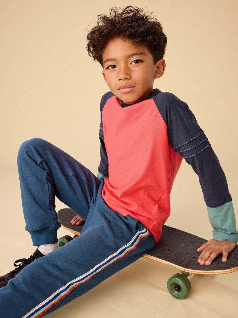 Explorer Colorblock Raglan Top in Scarlet - View 2