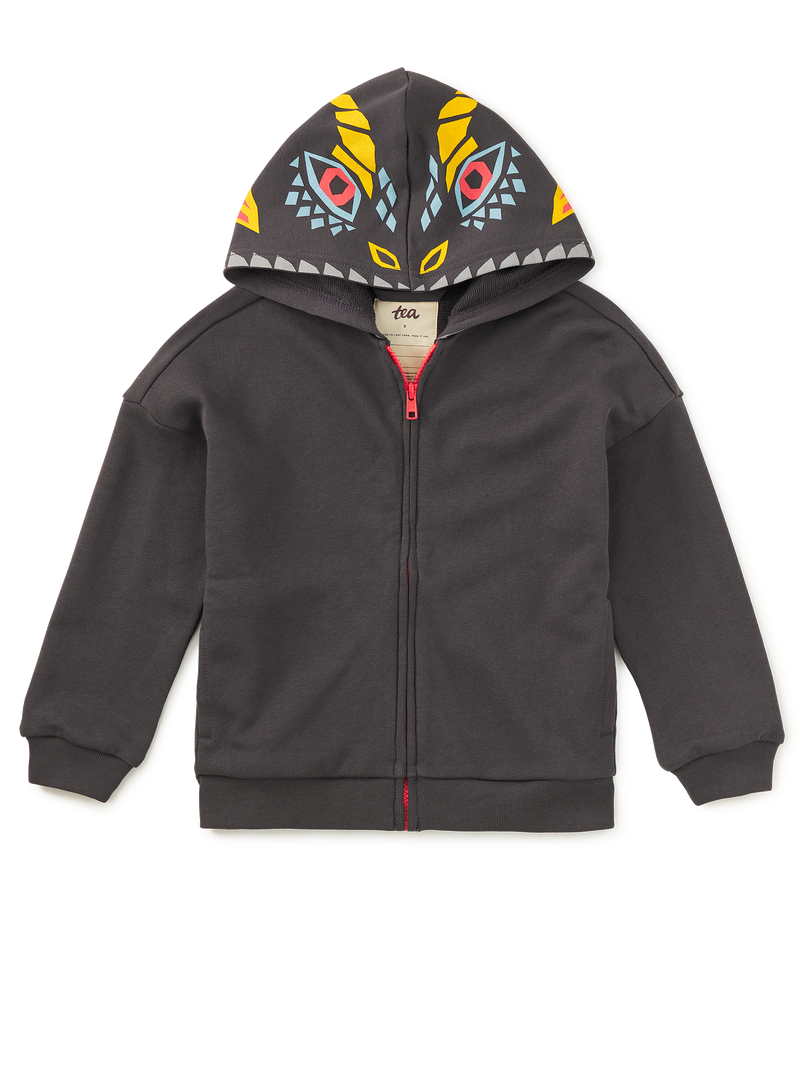 Dragon Hood Easy Fit Hoodie in Pepper - View 1