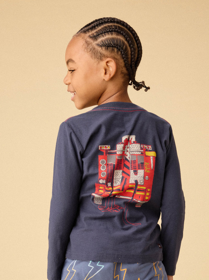 Fire Truck Graphic Tee in Indigo - View 2
