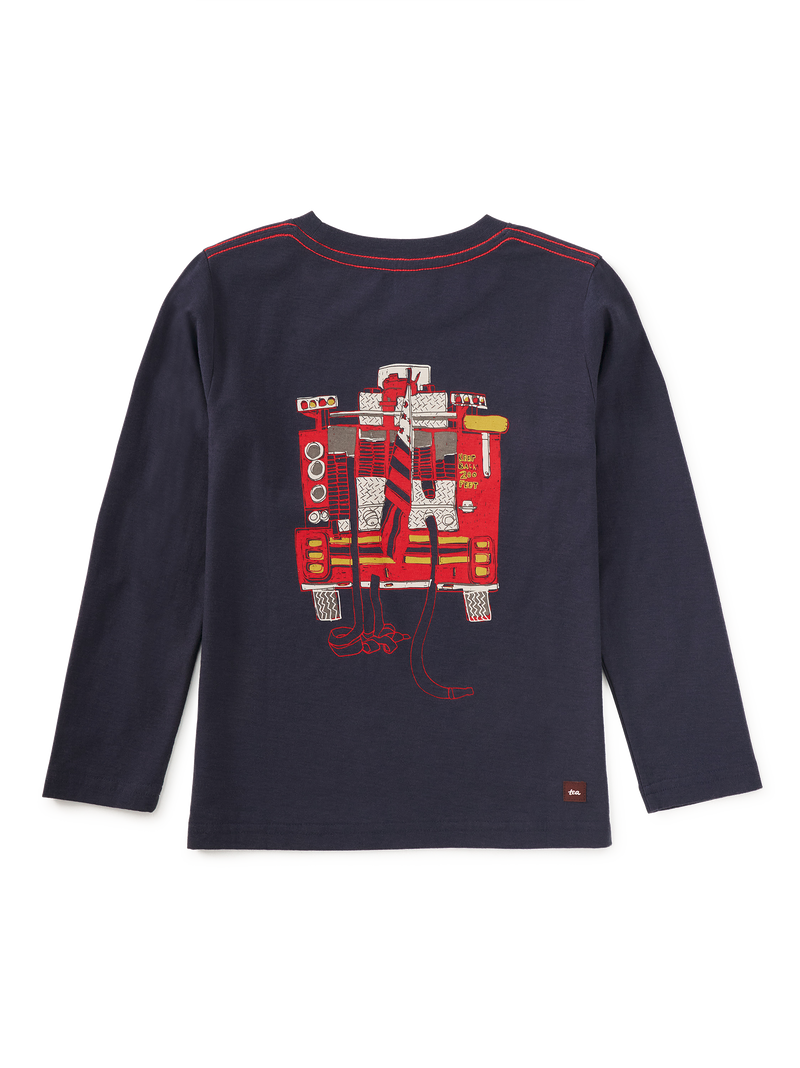 Fire Truck Graphic Tee in Indigo - View 2