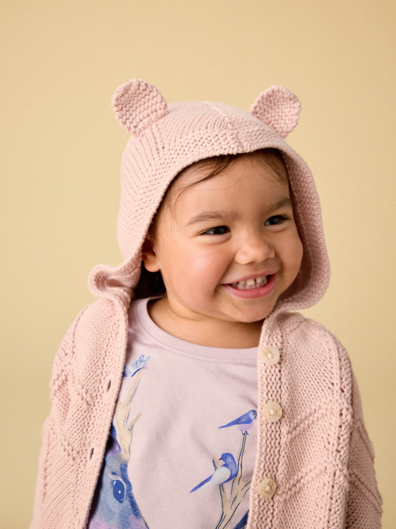 Creature Comfort Baby Cardigan in Rosada - View 2