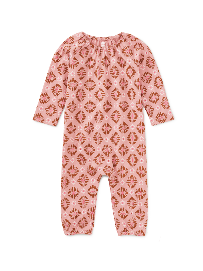 Raglan Baby Romper in Metallic Chrysanthemum - View 1