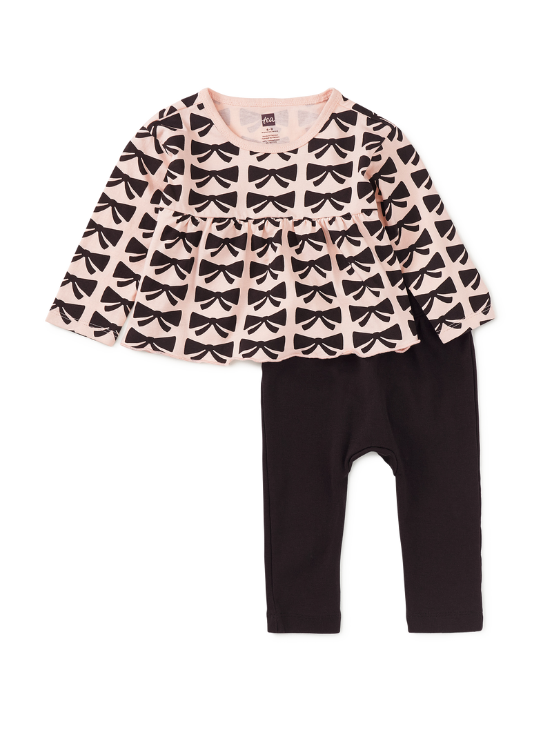 Peplum Top And Pants Baby Set in Bow - View 1