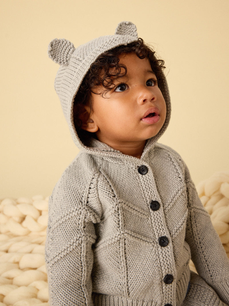 Creature Comfort Baby Cardigan in Med Heather Grey - View 2