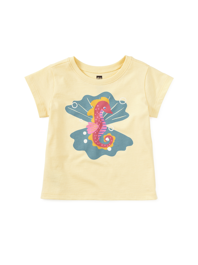 Seahorse And Pearls Graphic Tee in Banana - View 2
