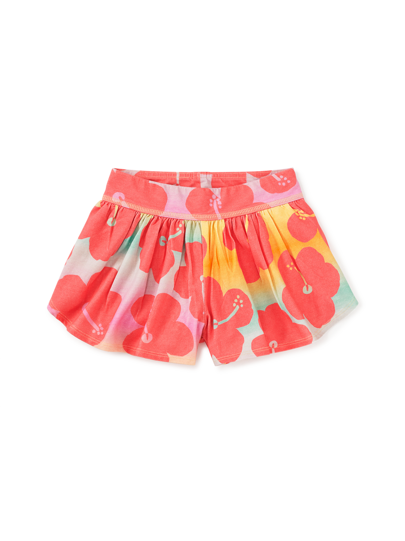Sporty Petal Shorts in Rainbow Hibiscus - View 1