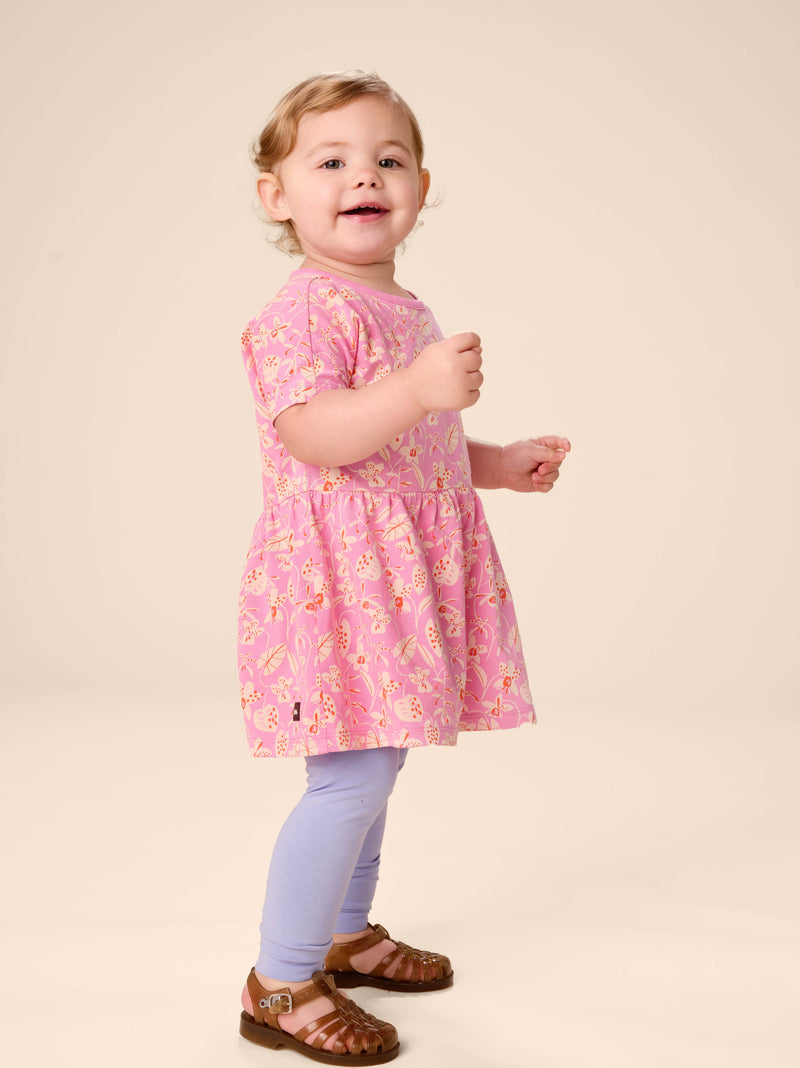 Short Sleeve Twirl Dress in Orchid Abundance - View 2