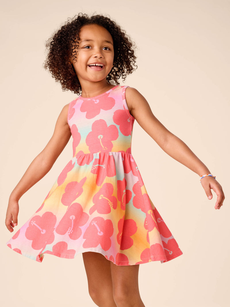 Sleveless Ballet Dress in Rainbow Hibiscus - View 2