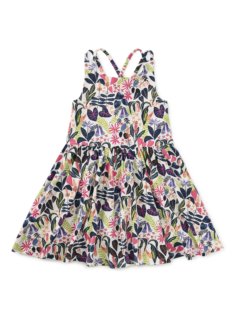 Strappy Back Skirted Dress in Amazon Rainforest Floral - View 1
