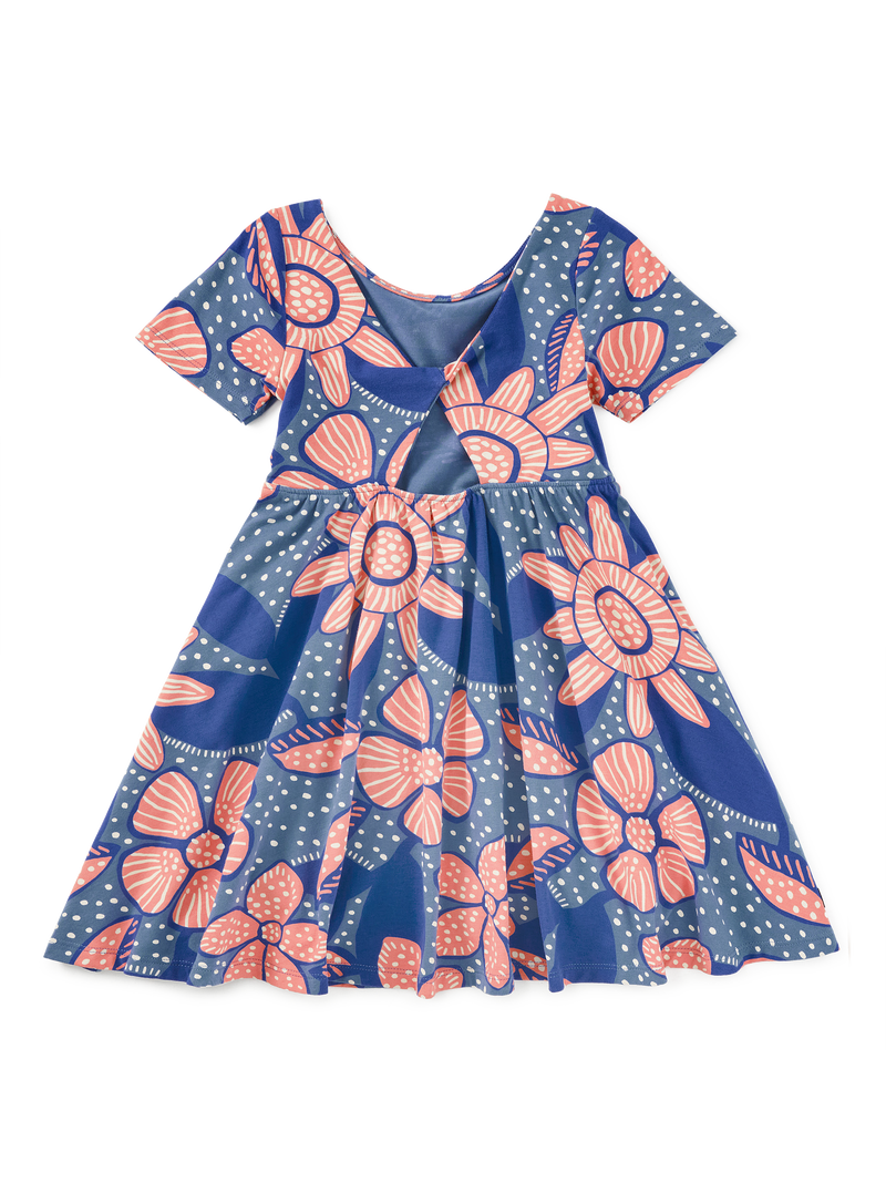 Twist Back Ballet Dress in Oversized Dot Floral - View 2
