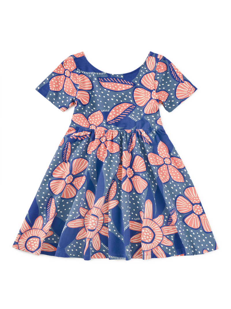 Twist Back Ballet Dress in Oversized Dot Floral - View 1