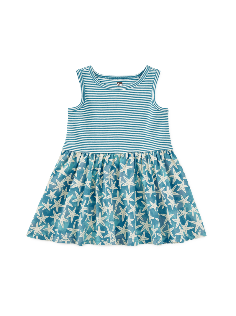 Print Mix Tank Skirted Dress in Watercolor Starfish - View 2