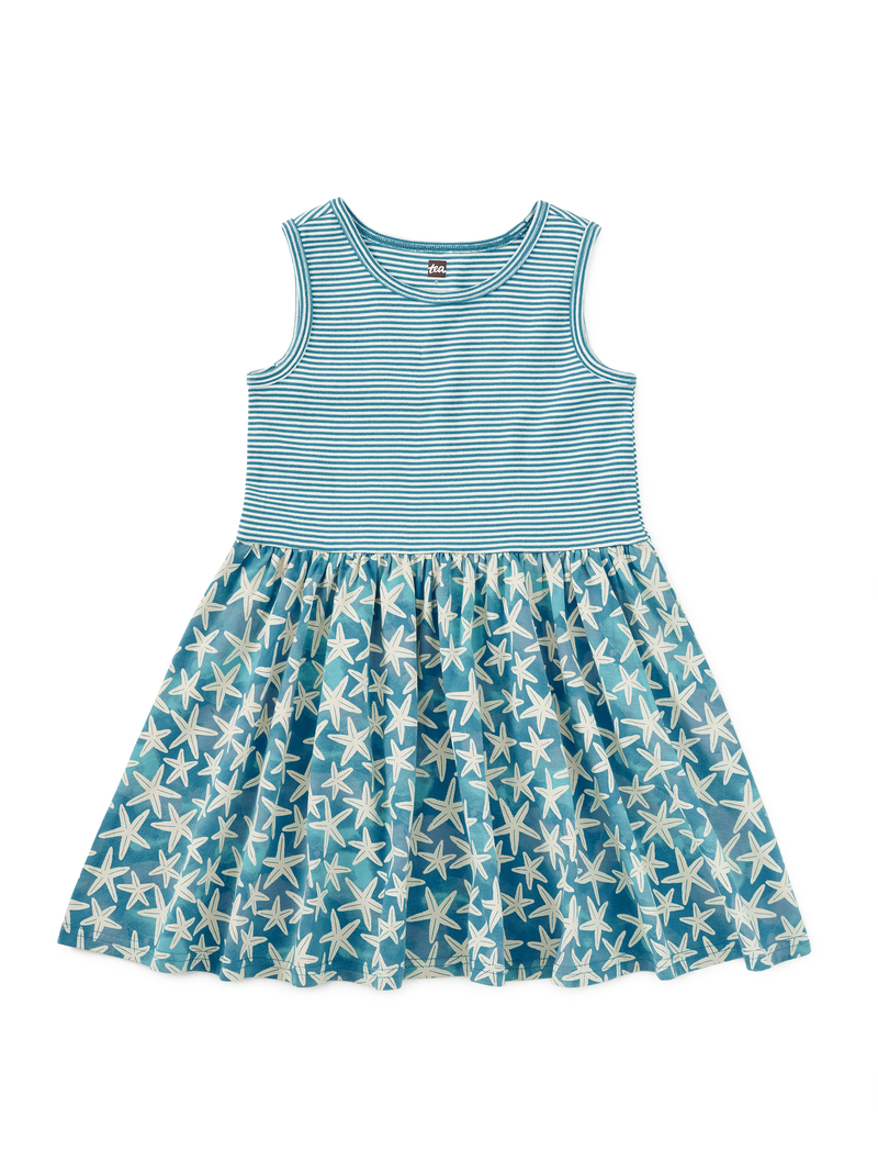 Print Mix Tank Skirted Dress in Watercolor Starfish - View 1