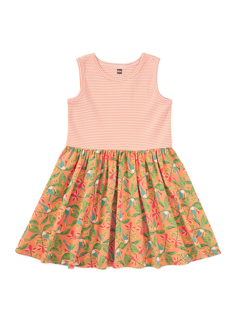 Print Mix Tank Skirted Dress in Toucan In Banana Palm - View 1