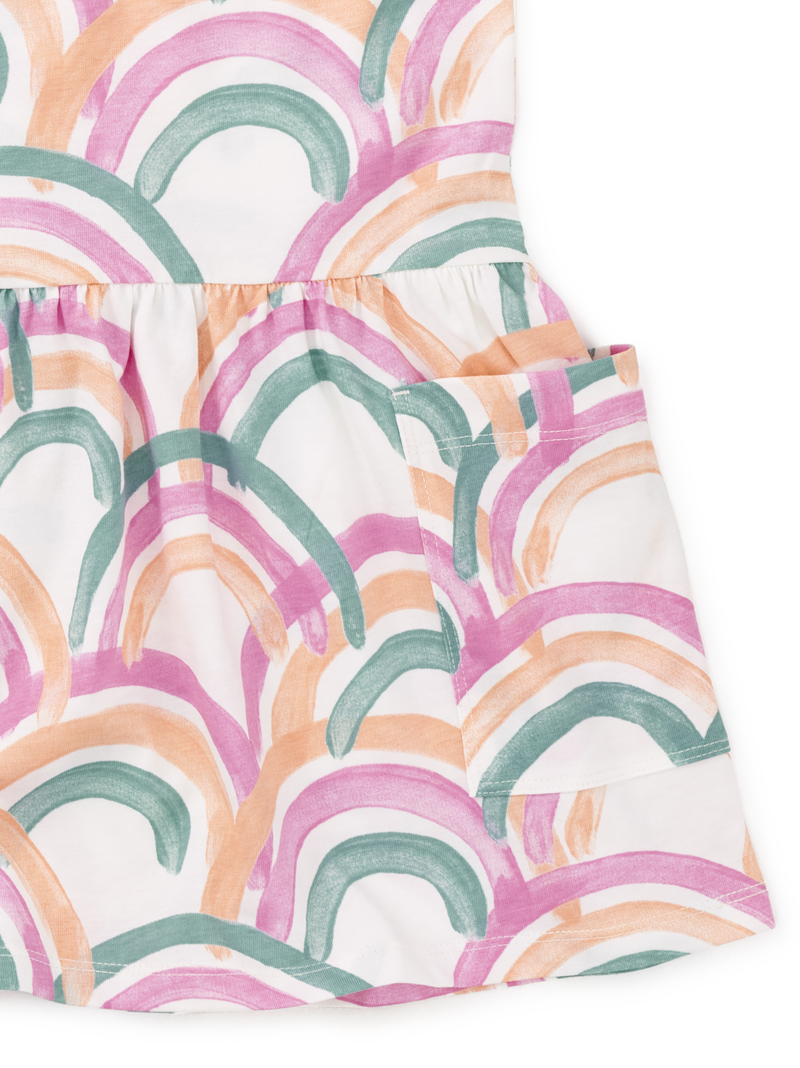 Flutter Sleeve Pocket Dress in Island Rainbow In Chalk - View 2