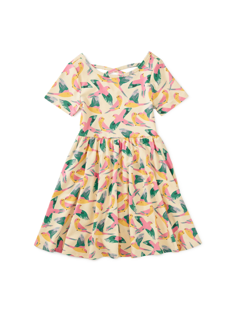 Short Sleeve Ballet Dress in Parrot Polka - View 1