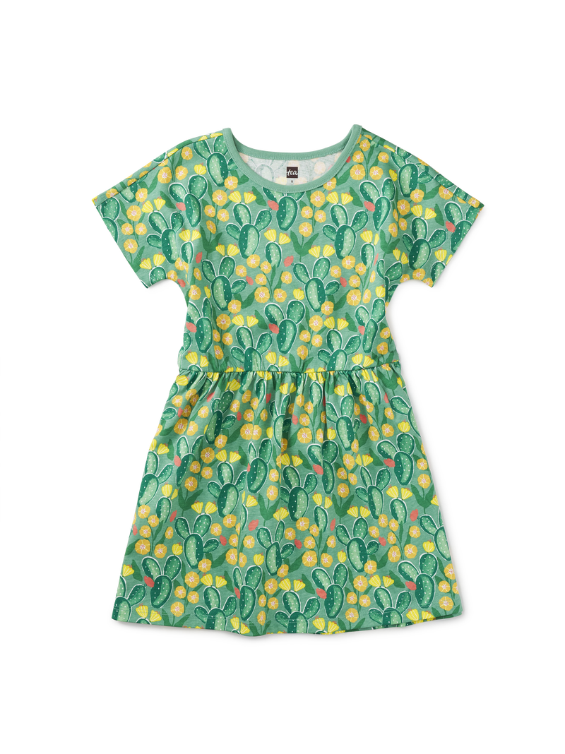 Short Sleeve Twirl Dress in Cactus Floral - View 1