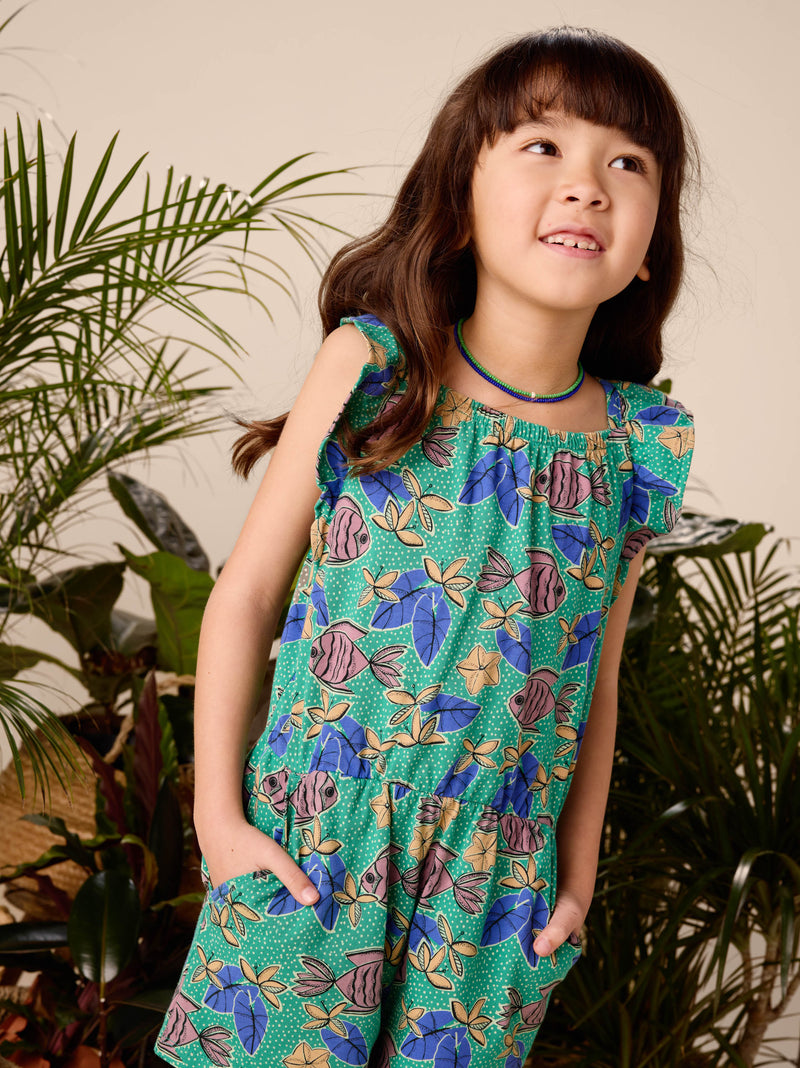Ruffle Strap Romper in Brazilian Tropical Fish - View 2
