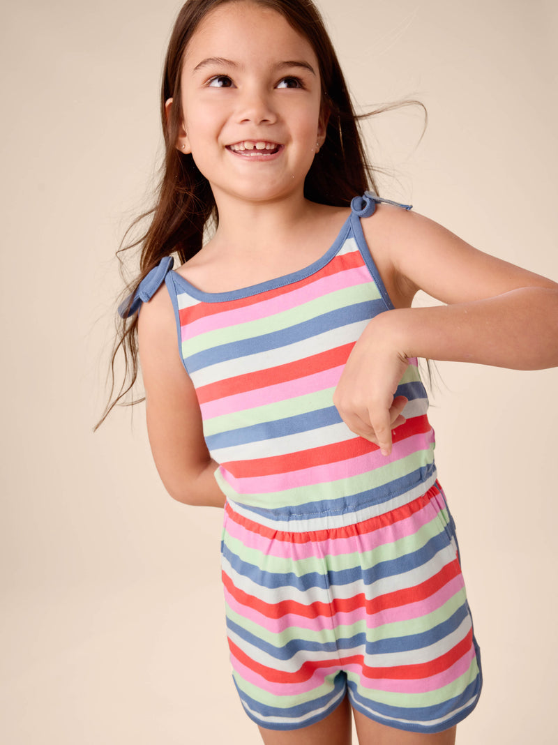 Tie Shoulder Sporty Romper in Scarlet - View 2
