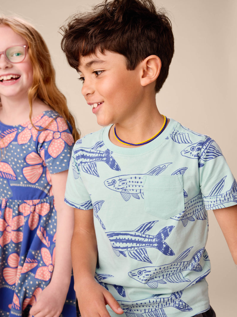 Printed Pocket Tee in Brazilian Killifish - View 2