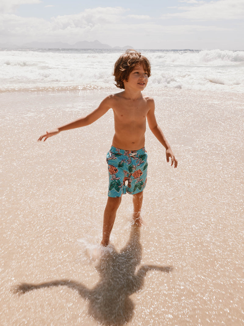 Mid-Length Swim Trunks in Brazilian Tropical Fish - View 2