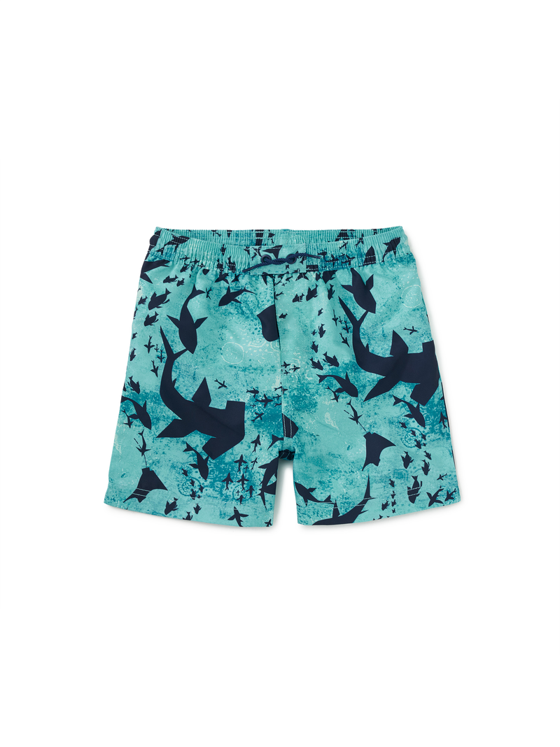 Mid-Length Swim Trunks in Swarming Sharks - View 1