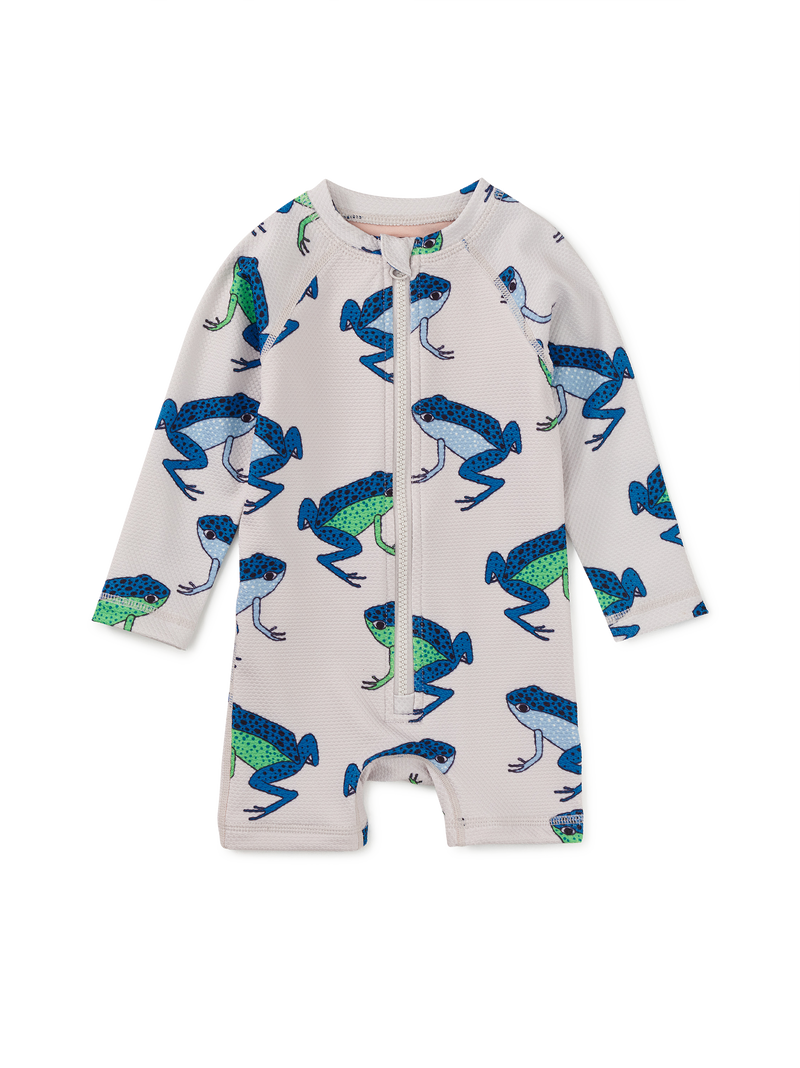Rash Guard Baby Swimsuit in Blue Dart Frogs - View 1