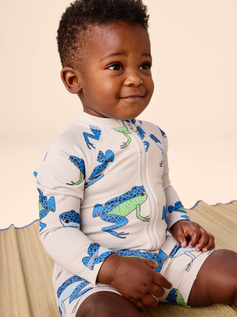 Rash Guard Baby Swimsuit in Blue Dart Frogs - View 2