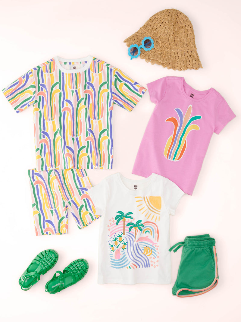 Easy Printed Tee in Rainbow Pineapple Stripe - View 2