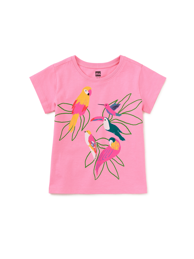 Tropical Birds Graphic Tee in Sachet Pink - View 2