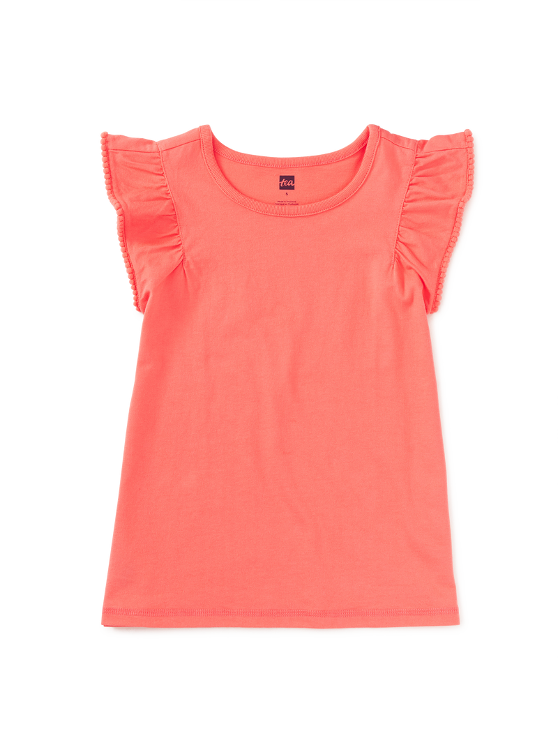 Pom-Pom Flutter Top in Sunset Pink - View 1