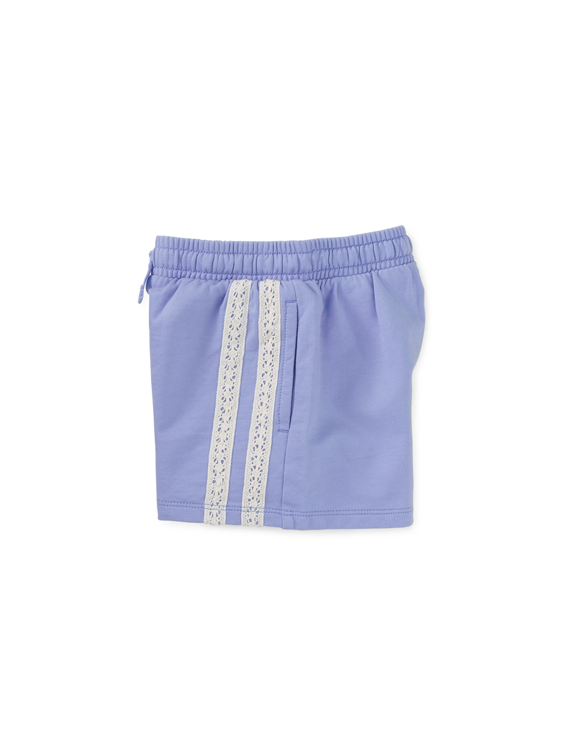 Crochet Sporty Shorts in Moonbeam - View 2