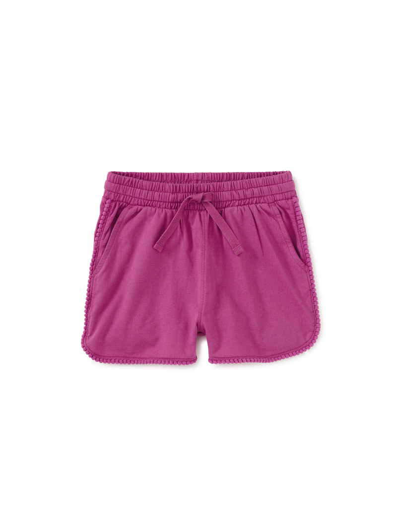 Pom-Pom Gym Shorts in Mulberry - View 1