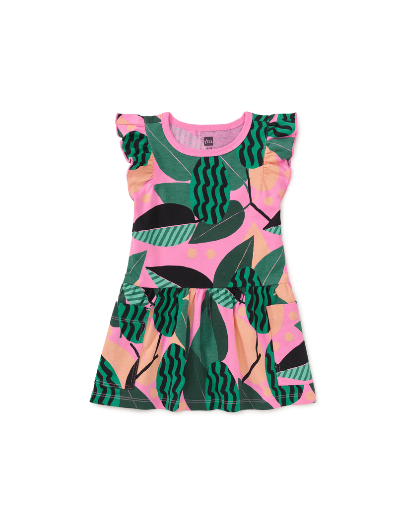 Flutter Sleeve Pocket Dress in Bossa Nova Foliage - View 2