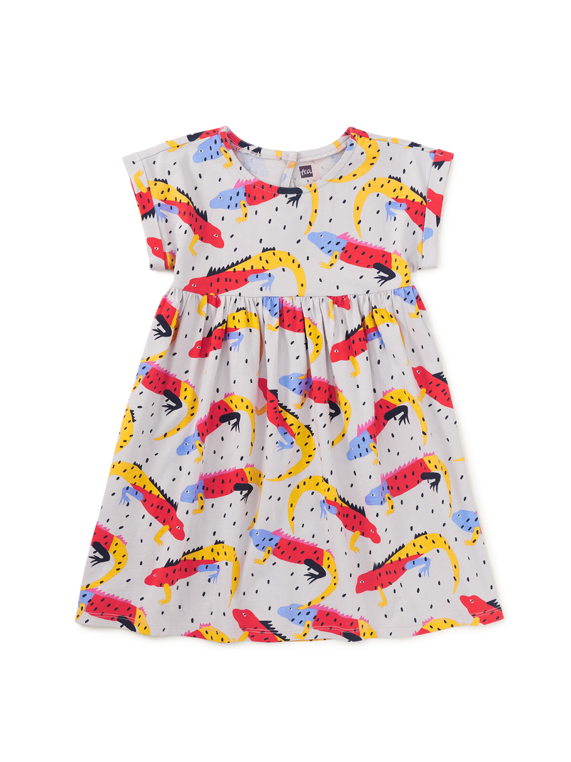 Short Sleeve Empire Dress in Iguana A Go-Go - View 1