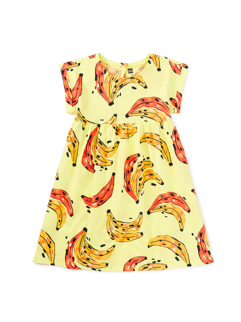 Short Sleeve Empire Dress in Samba Banana - View 1