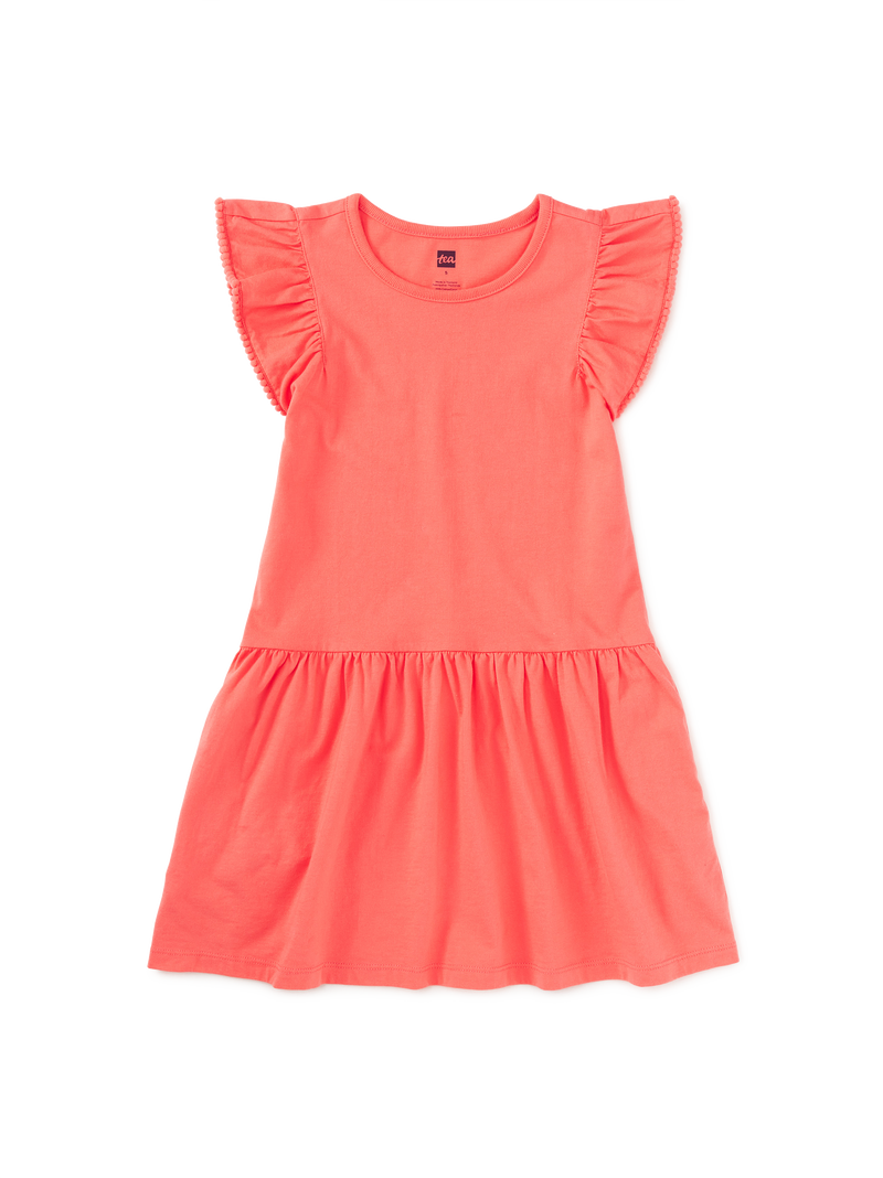 Pom-Pom Flutter Dress in Sunset Pink - View 1