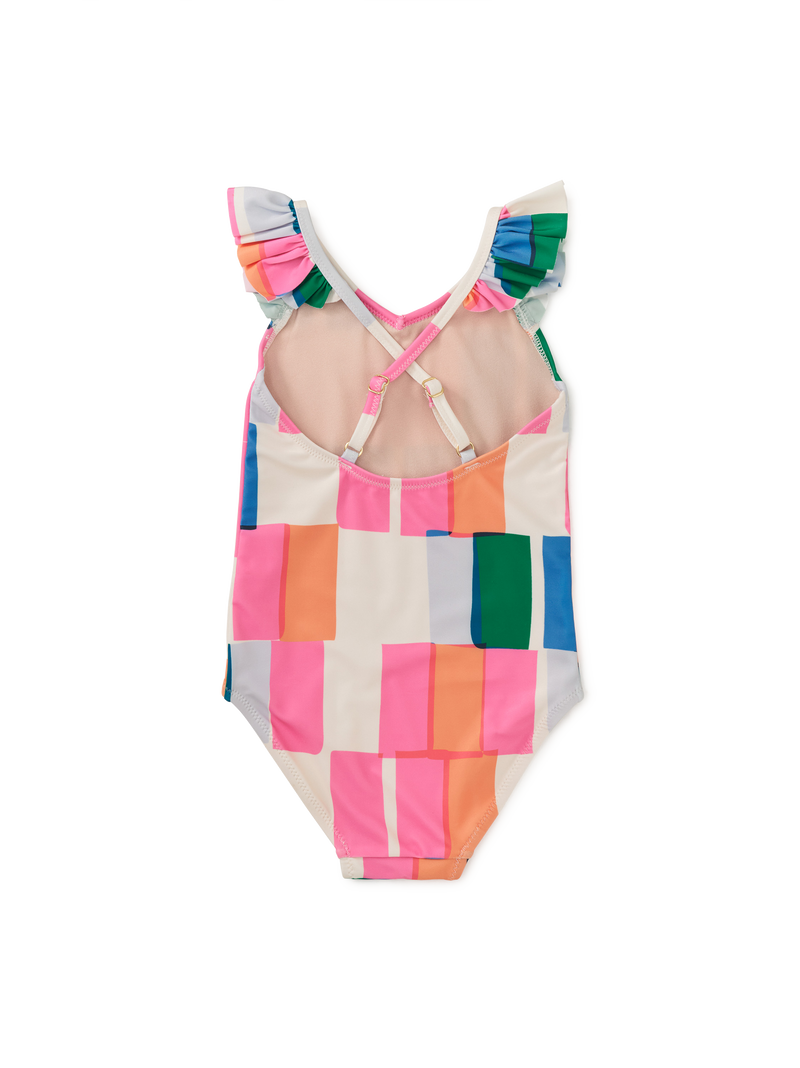 Ruffle One-Piece Swimsuit in Copacabana Tile - View 2