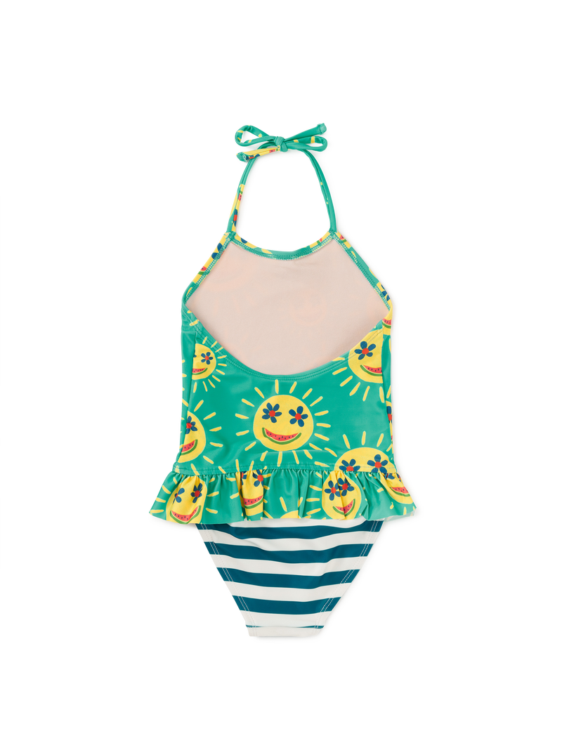 Peplum One-Piece Swimsuit in Smiley Sun - View 2