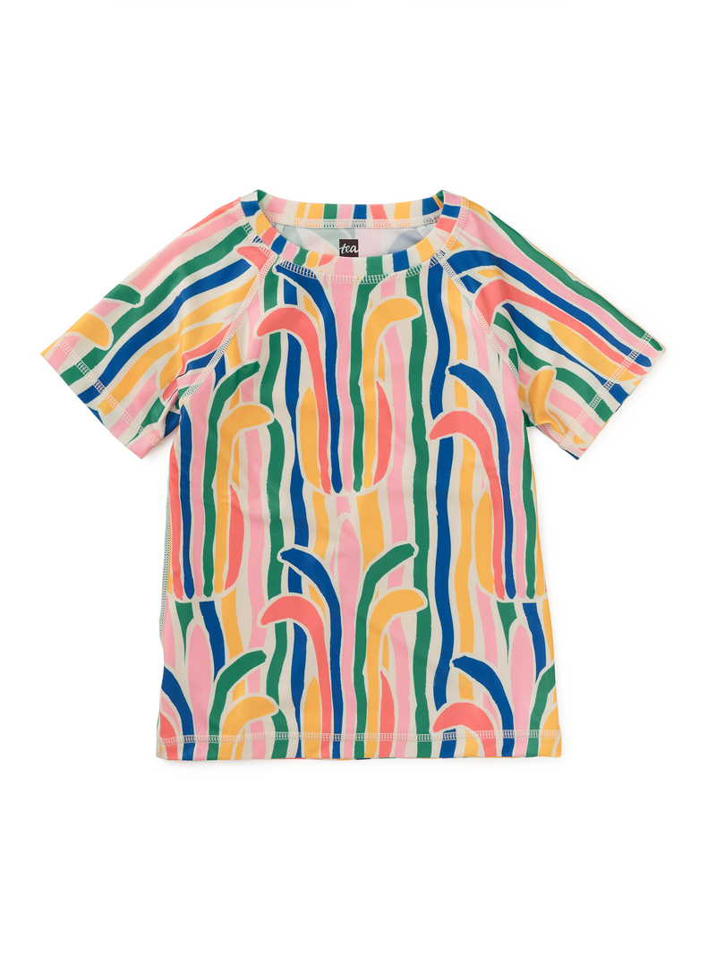Short Sleeve Rash Guard in Rainbow Pineapple Stripe - View 1