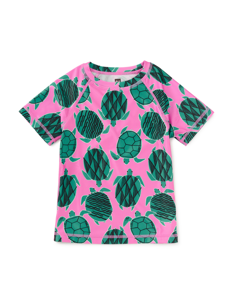 Short Sleeve Rash Guard in Tiled Turtles - View 1